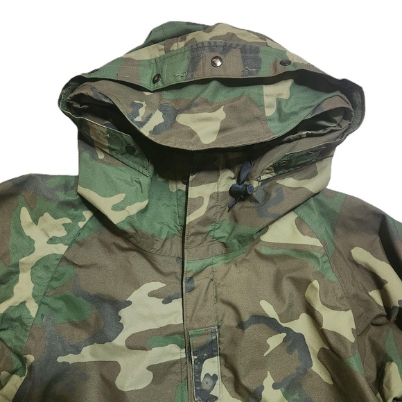 Army Mens Green Camouflage Hooded Front Zipper Parka Jacket Size Medium - Picture 2 of 14